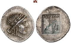 DIE SAMMLUNG DR. KAYA SAYAR, TEIL I - LYKIEN, PAMPHYLIEN UND KILIKIEN LYCIA. Prägungen der lykischen Liga. Periode II: Silbermünzen. LIMYRA AR-Drachme, 167/81 v. Chr.; 2,51 g. Apollokopf r. mit Lorbee