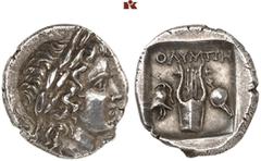 DIE SAMMLUNG DR. KAYA SAYAR, TEIL I - LYKIEN, PAMPHYLIEN UND KILIKIEN LYCIA. Prägungen der lykischen Liga. Periode II: Silbermünzen. OLYMPOS AR-Drachme, 167/81 v. Chr.; 2,31 g. Apollokopf r. mit Lorbe