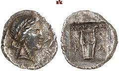 DIE SAMMLUNG DR. KAYA SAYAR, TEIL I - LYKIEN, PAMPHYLIEN UND KILIKIEN LYCIA. Prägungen der lykischen Liga. Periode II: Silbermünzen. PHASELIS AR-Drachme, 167/81 v. Chr.; 3,25 g. Apollokopf r. mit Lorb