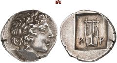 DIE SAMMLUNG DR. KAYA SAYAR, TEIL I - LYKIEN, PAMPHYLIEN UND KILIKIEN LYCIA. Prägungen der lykischen Liga. Periode IV: Silbermünzen der Bezirke, Kitarephoroi. KRAGOS AR-Hemidrachme, 44/18 v. Chr.; 2,0