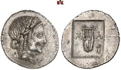 DIE SAMMLUNG DR. KAYA SAYAR, TEIL I - LYKIEN, PAMPHYLIEN UND KILIKIEN LYCIA. Prägungen der lykischen Liga. Periode IV: Silbermünzen der Bezirke, Kitarephoroi. MASIKYTOS AR-Hemidrachme, 44/18 v. Chr.; 