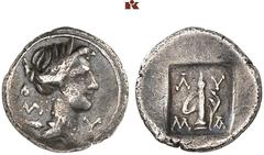 DIE SAMMLUNG DR. KAYA SAYAR, TEIL I - LYKIEN, PAMPHYLIEN UND KILIKIEN LYCIA. Prägungen der lykischen Liga. Periode IV: Silbermünzen der Bezirke, Hemikitarephoroi. MASIKYTOS AR-Trihemiobol, 44/18 v. Ch