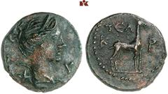 DIE SAMMLUNG DR. KAYA SAYAR, TEIL I - LYKIEN, PAMPHYLIEN UND KILIKIEN LYCIA. Prägungen der lykischen Liga. Periode V: Bronzemünzen der Bezirke, Serie B. KRAGOS Æs, 27 v. Chr./40 n. Chr., Telmessos; 3,