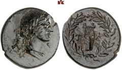 DIE SAMMLUNG DR. KAYA SAYAR, TEIL I - LYKIEN, PAMPHYLIEN UND KILIKIEN LYCIA. Prägungen der lykischen Liga. Periode V: Bronzemünzen der Bezirke, Serie D. TLOS Æs, 27 v. Chr./40 n. Chr.; 6,87 g. Drapier