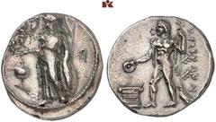 DIE SAMMLUNG DR. KAYA SAYAR, TEIL I - LYKIEN, PAMPHYLIEN UND KILIKIEN PAMPHYLIA. PERGE. AR-Stater, 380/360 v. Chr.; 10,65 g. Athena Parthenos steht l., davor Granatapfel//Apollo steht l. mit Patera un