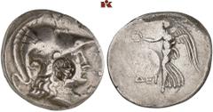 DIE SAMMLUNG DR. KAYA SAYAR, TEIL I - LYKIEN, PAMPHYLIEN UND KILIKIEN PAMPHYLIA. SIDE. AR-Tetradrachme, 205/190 v. Chr., Magistrat Dei(...); 16,41 g. Athenakopf r. mit korinthischem Helm, darauf runde