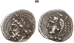 DIE SAMMLUNG DR. KAYA SAYAR, TEIL I - LYKIEN, PAMPHYLIEN UND KILIKIEN CILICIA. UNBESTIMMTE MÜNZSTÄTTE. AR-Obol, 4. Jahrhundert v. Chr.; 0,77 g. Zeuskopf l. mit Lorbeerkranz//Herakleskopf l. im Löwenfe