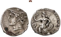 DIE SAMMLUNG DR. KAYA SAYAR, TEIL I - LYKIEN, PAMPHYLIEN UND KILIKIEN CILICIA. UNBESTIMMTE MÜNZSTÄTTE. AR-Obol, 4. Jahrhundert v. Chr.; 0,64 g. Hermeskopf l. mit Petasos//Aphrodite sitzt l. auf einem 