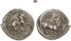 DIE SAMMLUNG DR. KAYA SAYAR, TEIL I - LYKIEN, PAMPHYLIEN UND KILIKIEN CILICIA. KELENDERIS. AR-Obol, 425/400 v. Chr.; 0,77 g. Pferd springt r.//Ziege kniet r., zurückblickend. Göktürk 9; SNG France 2, 