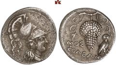 DIE SAMMLUNG DR. KAYA SAYAR, TEIL I - LYKIEN, PAMPHYLIEN UND KILIKIEN CILICIA. SOLOI. AR-Stater, 350/300 v. Chr.; 9,77 g. Athenakopf r. mit korinthischem Helm//Weintraube, daneben Eule. SNG France 2, 