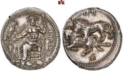 DIE SAMMLUNG DR. KAYA SAYAR, TEIL I - LYKIEN, PAMPHYLIEN UND KILIKIEN CILICIA. TARSOS. Mazaios, 361-334 v. Chr., Satrap. AR-Stater; 10,90 g. Baaltars sitzt l. mit Adler, Ähre, Weintraube und Zepter//L