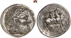 MÜNZEN DER ANTIKEN WELT AUS DIVERSEM BESITZ GRIECHISCHE MÜNZEN. MACEDONIA. KÖNIGREICH. Philippos II., 359-336 v. Chr. AR-Tetradrachme, posthum, 315/294 v. Chr., Amphipolis; 14,31 g. Zeuskopf r. mit Lo