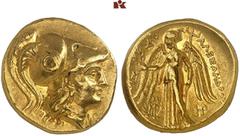 MÜNZEN DER ANTIKEN WELT AUS DIVERSEM BESITZ GRIECHISCHE MÜNZEN. MACEDONIA. KÖNIGREICH. Alexander III., 336-323 v. Chr. AV-Stater, posthum, 317/311 v. Chr., Babylon; 8,54 g. Athenakopf r. in korinthisc