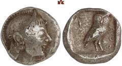 MÜNZEN DER ANTIKEN WELT AUS DIVERSEM BESITZ GRIECHISCHE MÜNZEN. ATTICA. ATHEN. AR-Tetradrachme, vor 500 v. Chr.; 17,11 g. Athenakopf r. mit attischem Helm//In Incusum: Eule r., dahinter Olivenzweig. H
