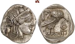 MÜNZEN DER ANTIKEN WELT AUS DIVERSEM BESITZ GRIECHISCHE MÜNZEN. ATTICA. ATHEN. AR-Tetradrachme, um 440/420 v. Chr.; 17,20 g. Athenakopf r. mit attischem Helm//In Incusum: Eule r., dahinter Olivenzweig