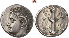 MÜNZEN DER ANTIKEN WELT AUS DIVERSEM BESITZ GRIECHISCHE MÜNZEN. CYRENAICA. KYRENE. AR-Didrachme, 308/277 v. Chr.; 7,80 g. Karneioskopf l.//Silphium, l. Monogramm, r. Stern. BMC 238; SNG Cop. 1238. Kl.