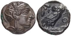 GREEK COINS ATTICA ATHEN. AR-Tetradrachme, um 440/420 v. Chr.; 17,32 g. Athenakopf r. mit attischem Helm//In Incusum: Eule r., dahinter Olivenzweig und Mondsichel. Flament Gruppe II; Hoover 1597. Dunk