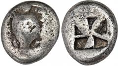 GREEK COINS AEGINA AEGINA. AR-Stater, 550/525 v. Chr.; 11,78 g. Seeschildkröte, darauf unbestimmter Gegenstempel//Fünffach geteiltes Incusum. Hoover 424 ff.; SNG Delepierre vergl. 1633 ff. Leichte Tön