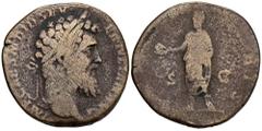 ROMAN COINS MÜNZEN DER RÖMISCHEN KAISERZEIT Didius Julianus, 193. Æ-Sesterz, Rom; 17,93 g. Kopf r. mit Lorbeerkranz//Kaiser steht l. mit Globus. BMC 28; Coh. 17; RIC 16. R Braune Patina, geglättet, sc