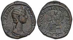 ROMAN COINS MÜNZEN DER RÖMISCHEN KAISERZEIT Severus Alexander, 222-235 für Orbiana. Æ-Sesterz, 225, Rom; 23,57 g. Drapierte Büste r. mit Diadem//Concordia sitzt l. mit Patera und Doppelfüllhorn. BMC 2