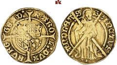 EUROPEAN COINS AND MEDALS NIEDERLANDE, GELDERN Herzogtum. Karl der Kühne von Burgund, 1473-1477. Florin d'or de Bourgogne (Bourgondische Goudgulden) o. J. (1474-1476), Nijmegen. 3.11 g. Vierfeldiges W