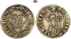 EUROPEAN COINS AND MEDALS NIEDERLANDE, NIJMEGEN Stadt. Goldgulden (Florin d'or) / Goudgulden o. J. (1523-1526). 1.93 g. Postulatsgoldgulden (Knapcoeck). Wappenschild von Nijmegen, umher Dreipaß//St. S