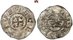 EUROPEAN COINS AND MEDALS NIEDERLANDE, FRIESLAND Grafschaft. Egbert I. 1057-1068. Denar (Denier of Penning), Stavoren. 0.66 g. ‰ ECBERTVS Kreuz, in den Winkeln je eine Kugel//Û yOTA Û zwischen zwei Li