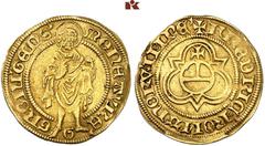 EUROPEAN COINS AND MEDALS NIEDERLANDE, GRONINGEN Stadt. Goldgulden (Florin d'or) / St. Jansgoudgulden o. J. (1487), mit Titel Friedrichs III. 2,91 g. Johannes der Täufer steht v. v. mit Heiligenschein