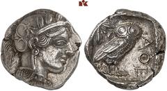 Druckrey Collection: GREEK COINS ATTICA ATHEN. AR-Tetradrachme, um 440/420 v. Chr.; 17.15 g. Athenakopf r. mit attischem Helm//In Incusum: Eule r. dahinter Olivenzweig und Mondsichel. Flament Gruppe I