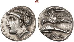 Druckrey Collection: GREEK COINS PAPHLAGONIA SINOPE. AR-Drachme, 330/300 v. Chr. Magistrat Diou...; 5,00 g. Nymphenkopf l.//Adler l. auf Delphin. SNG BM 1484; Hoover 399; Lathe Biosas S. 407 (dies Exe