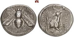 Druckrey Collection: GREEK COINS IONIA EPHESOS. AR-Tetradrachme, 370/360 v. Chr. Magistrat Deinostratos; 15,14 g. Biene//Hirschprotome r. zurückblickend, dahinter Palme. Ashton u. a. The Pixodaros Hoa