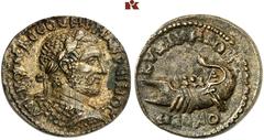 ROMAN COINS MÜNZEN DER RÖMISCHEN KAISERZEIT Macrinus, 217-218. Æs, Cyzicus; 8.99 g. Gepanzerte Büste r. mit Lorbeerkranz//Galeere l. SNG France 793 var. (Reverslegende). R Kl. Kratzer, sonst sehr schö
