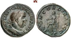 ROMAN COINS MÜNZEN DER RÖMISCHEN KAISERZEIT Balbinus, 238. Æ-Sesterz, Rom; 25.34 g. Drapierte Büste r. mit Lorbeerkranz//Concordia sitzt l. mit Patera und Doppelfüllhorn. BMC 18; Coh. 4; RIC 22. Vorzü