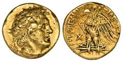 GREEK COINS AEGYPTUS Ptolemaios I., 323-305-283 v. Chr. AV-Triobol, um 294 v. Chr., Alexandria; 1,78 g. Kopf r. mit Diadem und Aegis//Adler steht l. auf Blitz, davor Monogramm. CPE 139; SNG Cop. 46; S