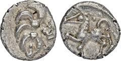 CELTIC COINS GERMANIA VINDELIKER. AR-Quinar (Büschelquinar), 1. Jahrhundert v. Chr.; 1,89 g. Wirbel//Pferd l. Kellner Gruppe C, Taf. 26, 642; Slg. Flesche -, vergl. 371. Avers min. dezentriert, fast v