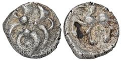 CELTIC COINS GERMANIA VINDELIKER. AR-Quinar (Büschelquinar), 1. Jahrhundert v. Chr.; 1,88 g. Wirbel//Pferd l. Kellner vergl. Taf. 26, 642; Slg. Flesche -, vergl. 371. Min. dezentriert, leichte Prägesc