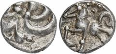 CELTIC COINS GERMANIA VINDELIKER. AR-Quinar (Büschelquinar), 1. Jahrhundert v. Chr.; 1,72 g. Wirbel gegen den Uhrzeigersinn mit zentraler Kugel, unten ein Wirbelelement ersetzt durch geometrische Orna