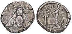 GREEK COINS IONIA EPHESOS. AR-Tetradrachme, 340/325 v. Chr., Magistrat Phylakos; 15,11 g. Biene//Hirschprotome r., zurückblickend, dahinter Palme. Ashton u. a., The Pixodaros Hoard Class I. Feine Tönu