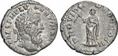 ROMAN COINS MÜNZEN DER RÖMISCHEN KAISERZEIT Pertinax, 193. AR-Denar, Rom; 3,11 g. Kopf r. mit Lorbeerkranz//Providentia steht l., eine Hand zu einem Stern erhoben. BMC 13; Coh. 43; RIC 11 a. RR Feine 