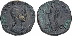 ROMAN COINS MÜNZEN DER RÖMISCHEN KAISERZEIT Antoninus IV. Elagabal, 218-222 für Julia Soaemias. Æ-Sesterz, Rom; 23,18 g. Drapierte Büste r. mit Diadem//Venus steht l. mit Apfel und Zepter, im Feld r. 