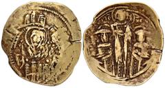 BYZANTINE COINS BYZANZ Andronicus II. und Michael IX., 1295-1320. AV-Hyperpyron (Scyphat), 1303/1320, Constantinopolis; 4,22 g. Maria in Mauerring//Christus krönt beide Kaiser. Bendall, Private Collec