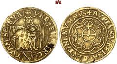 EUROPÄISCHE MÜNZEN UND MEDAILLEN FRANKREICH/ELSASS STRASSBURG, STADT Florin d'or o. J. (1529-1601). 3,28 g Engel/Lehr 417; Fb. 234 GOLD. Von großer Seltenheit. Min. Belagreste, sehr schön-vorzüglich