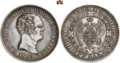 EUROPÄISCHE MÜNZEN UND MEDAILLEN RUSSLAND KAISERREICH Konstantin I., 1825. Silbermedaille o. J. (mit Gravur 1873 im Rand), von Rod. Kilchenmann, St. Petersburg. 20,33 g Sogenannter "Trubetskoi-Rubel",