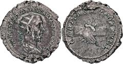 MÜNZEN DER RÖMISCHEN KAISERZEIT Pupienus, 238. Õ-Antoninian, Rom; 4,75 g. Drapierte Büste r. mit Strahlenbinde//Handschlag. BMC 87; Coh. 3; RIC 10 b. Min. Auflagen, kl. Schrötlingsfehler, gutes sehr s
