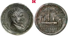 RÖMISCHE MÜNZEN MÜNZEN DER RÖMISCHEN KAISERZEIT Antoninus III. Caracalla, 198-217. Æ-Sesterz, 213, Rom; 26,80 g Gepanzerte Büste r. mit Lorbeerkranz//Circus Maximus, im Inneren Spina mit Obelisk. BMC 