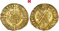 Limburg and North Brabant BELGIEN FLANDERN Karl der Kühne, 1467-1477. Florin d'or de Bourgogne (Bourgondische Goudgulden) o. J. (1474-1477), Brügge. 3,41 g Mit Münzzeichen unter dem Heiligen auf der R