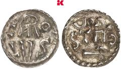 EUROPÄISCHE MÜNZEN UND MEDAILLEN FRANKREICH/KAROLINGER Karl der Große, 768-814. Denar (Denier), Dorestad. 1,10 g CARo / LVS//Liegende Axt, darüber DOR / STAD. M./G. 99; Prou 56; Slg. de Wit (Auktion K