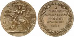 MEDAILLEN OLYMPIADE ATHEN, I. OLYMPIADE 1896 Bronzemedaille 1896, von W. Pittner, Wien, auf die ersten Olympischen Spiele in Athen vom 6.-15. April, ausgegeben für die Teilnehmer der Spiele. Viktoria 