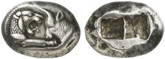 GRIECHISCHE MÜNZEN LYDIA Kroisos, 561-546 v. Chr. AR-Stater, Sardeis; 10,67 g. Löwen- und Stierprotome einander gegenüber// Zwei Incusa. SNG v. Aulock 2873. Feine Patina, sehr schön Kroisos, der Sohn 
