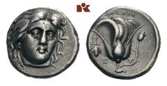 CARIA RHODOS. AR-Didrachme, 305/275 v. Chr.; 6.65 g. Helioskopf r. mit Strahlenbinde//Rose, l. Weintraube. Ashton, The Coinage of Rhodes 157; SNG Keckman 449 ff. Sehr schön Erworben im Oktober 1996 be